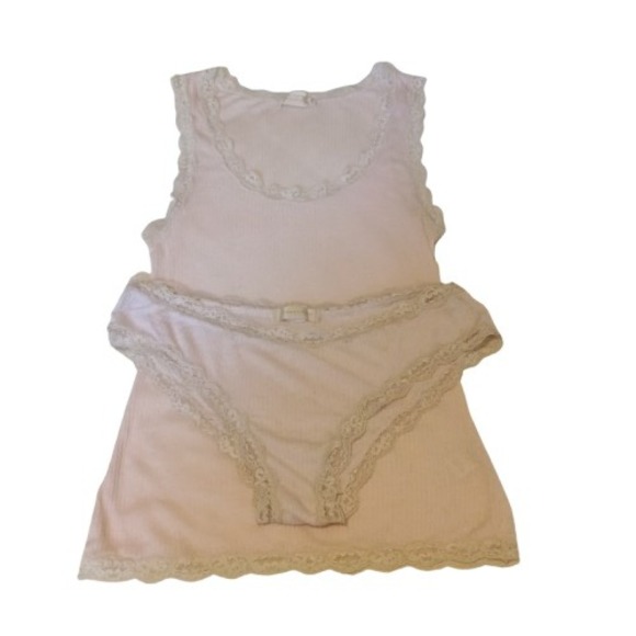 Victoria's Secret  Lace Trim Camisole Tank & Panty Set Lyocell Angora Blend - Picture 1 of 13